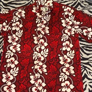 Unbranded Red Floral Hawaiian Button-Down Shirt